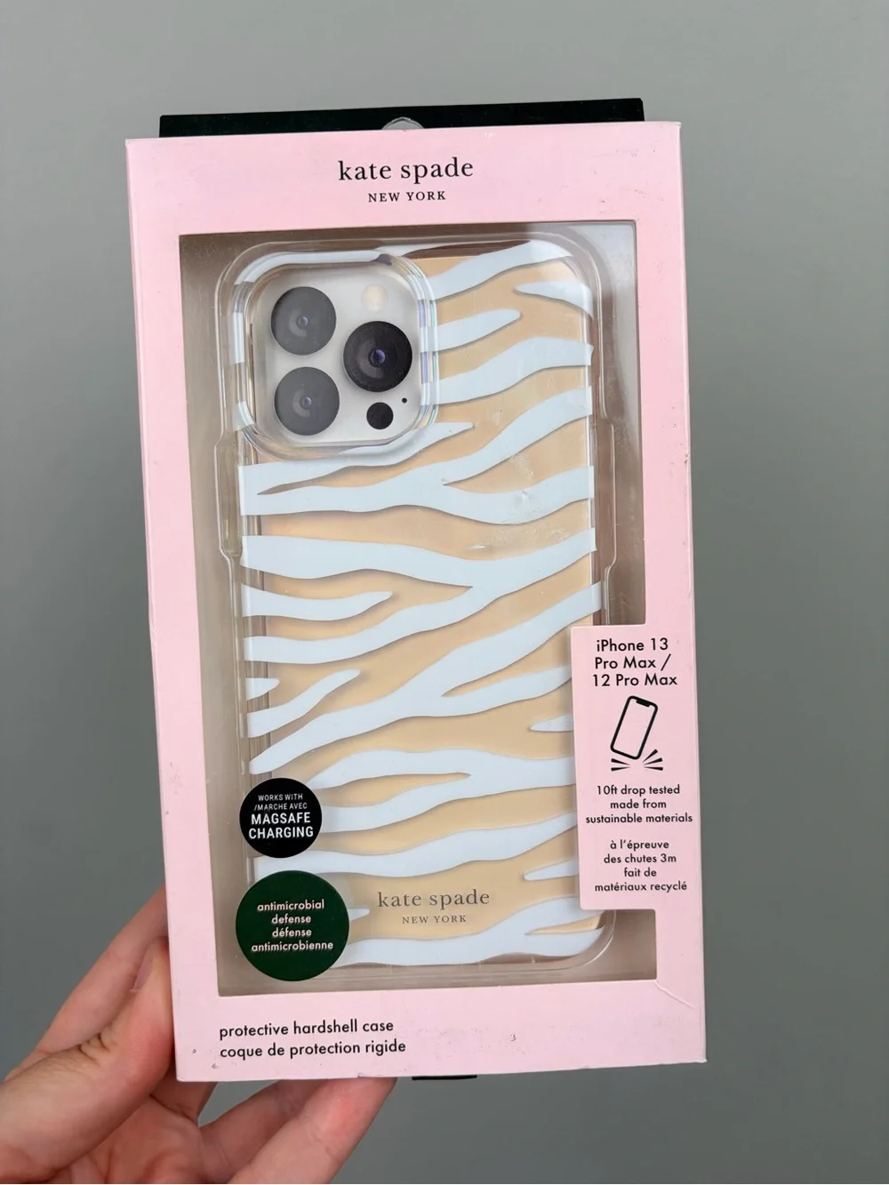 Kate Spade Zebra iPhone 13 Pro Max 12 Pro Max Case White Tan MagSafe NIB
